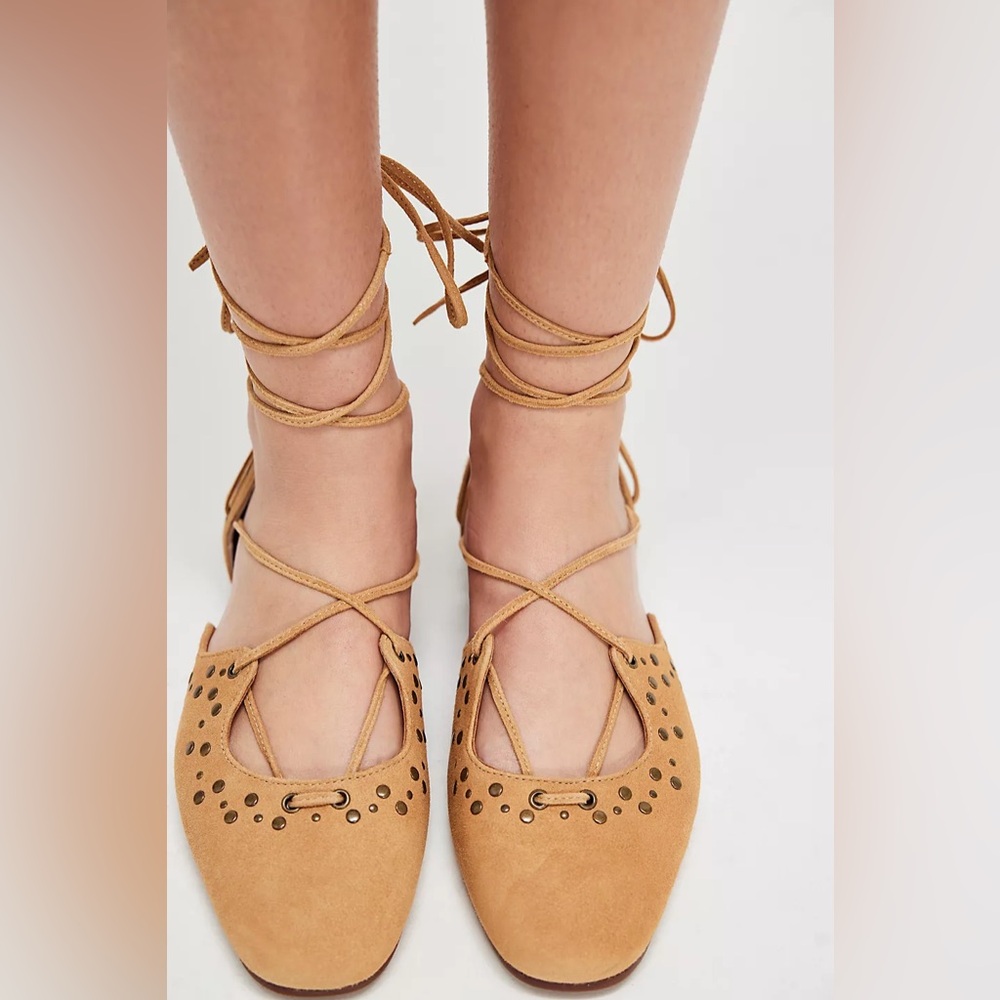 SPELL | Juliette Wrap Ballet Flats Boho Light Tan Bohemian